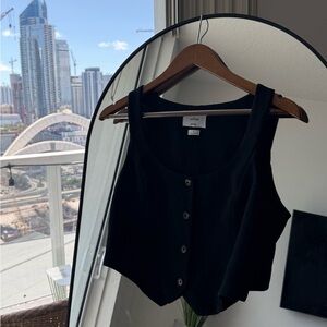 Aritzia Wilfred Rocco Vest – Black Crepette™ Button-Up Top